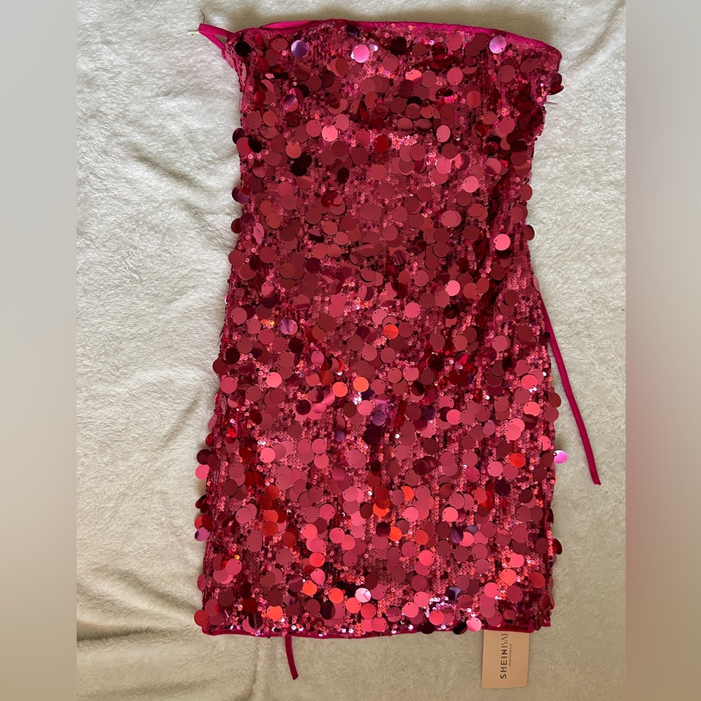 SHEIN Sequin Strapless Mini